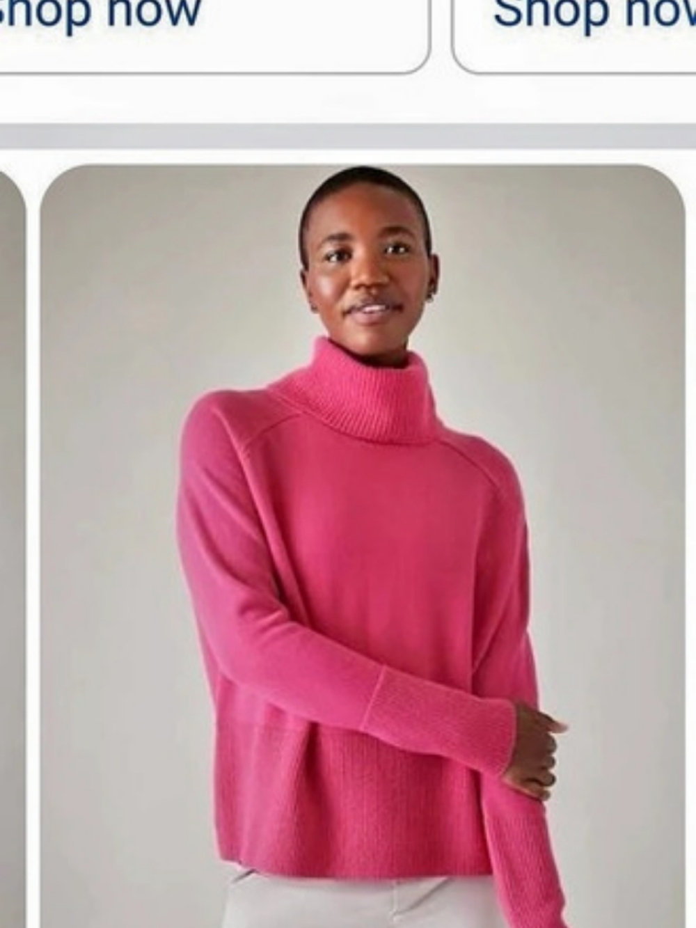 Athleta Alpine Turtleneck Sweater Pink Merino Wool Cashmere Small